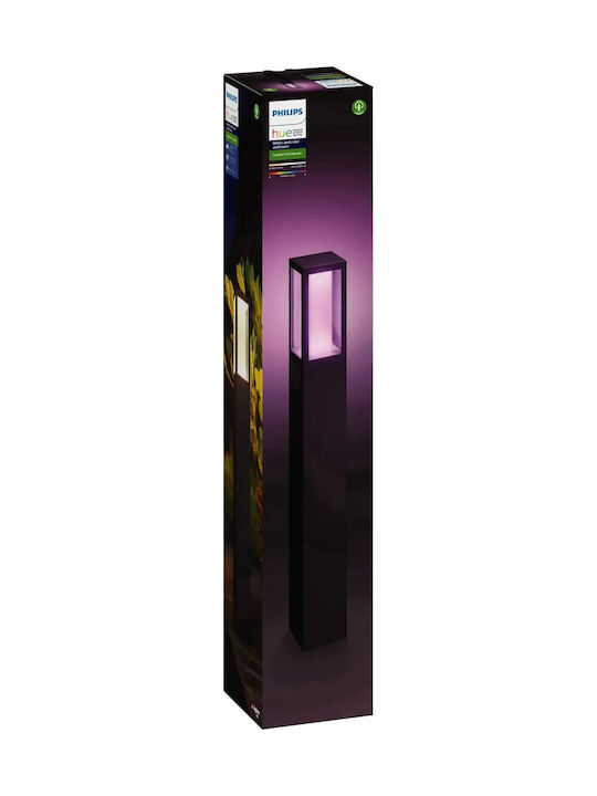 Philips Impress Външна Стояща Лампа Малък Пост LED със Студено Бяла Светлина IP44 Черна