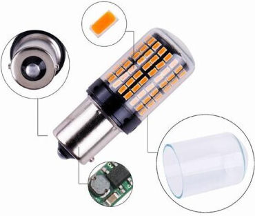 Крушка за автомобил BAW15S / PR21W / P21W Canbus LED Червена 12V