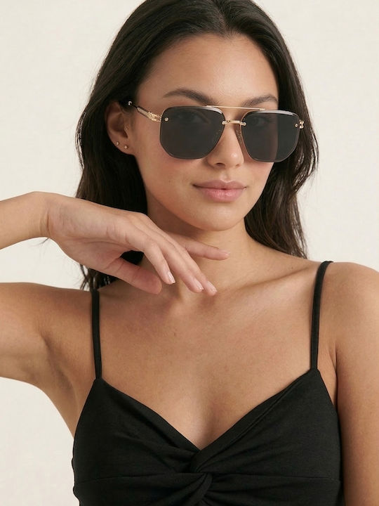 Luigi Ochelari De Soare Unisex Cu Ramă Metalică Neagră Și Lentile Negre 4855701