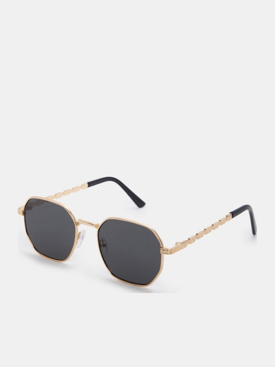 Luigi Unisex Sunglasses with Black Metallic Frame and Black Lens 4856101