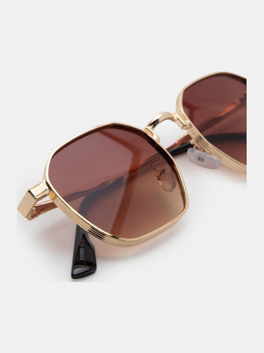Luigi Unisex Sunglasses With Brown Metallic Frame And Brown Lens 4856014