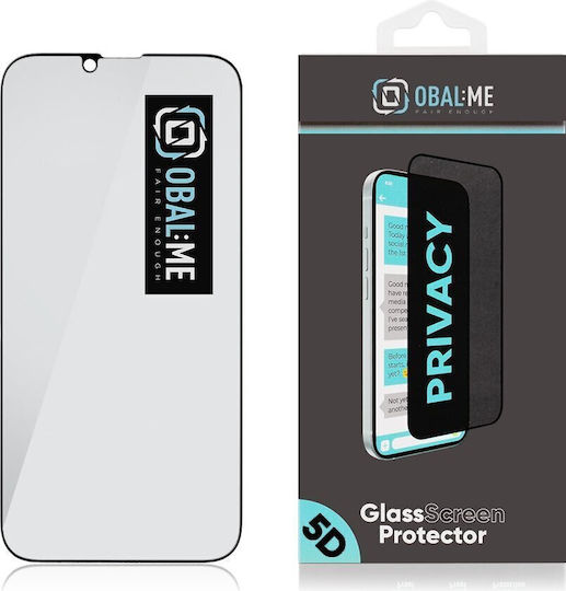 Obal:Me 2.5D 0.33mm Privacy Tempered Glass Μαύρο (iPhone 17e / 16e / 14 / 13 / 13 Pro)