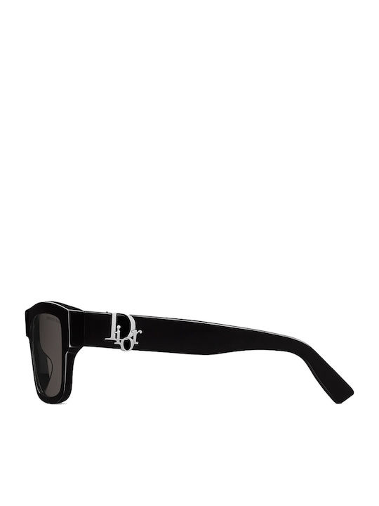 Dior Unisex Sunglasses with Black Horn-Rimmed Frame and Black Lens DIOROBLIQUE S3I 10A0