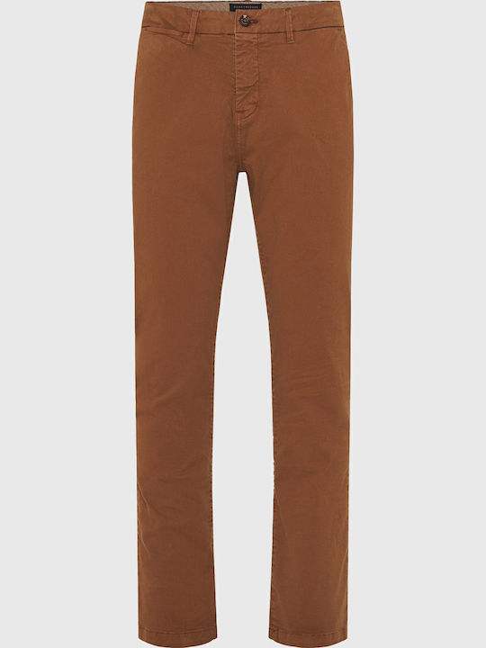 Pantaloni Chino Elastic cu Croială Normală Maro