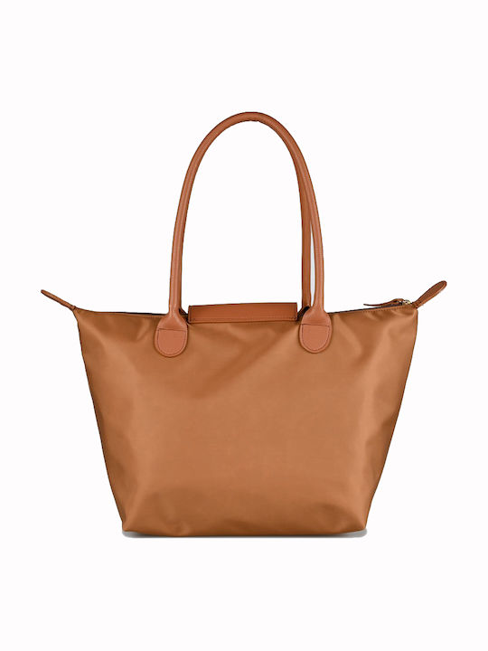Midi Leather Women's Shoulder Bag Brown