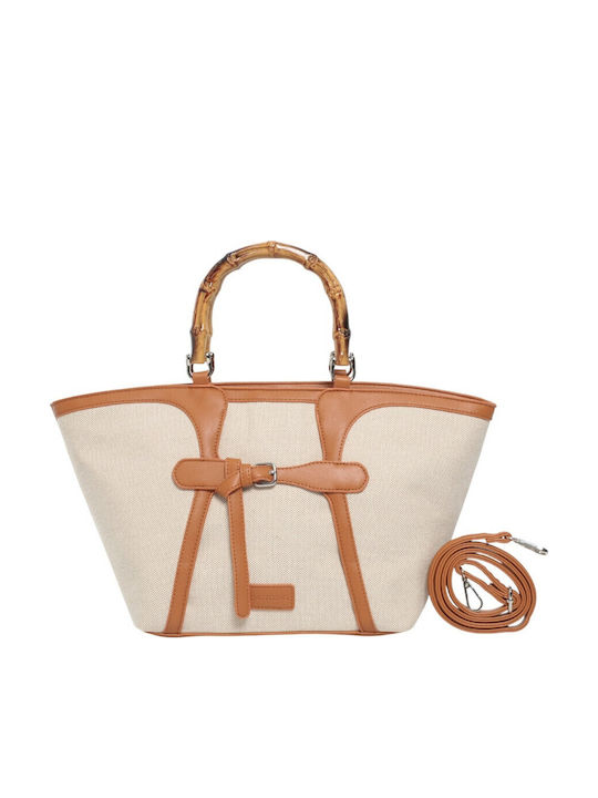 Fabric Women's Handbag Brown