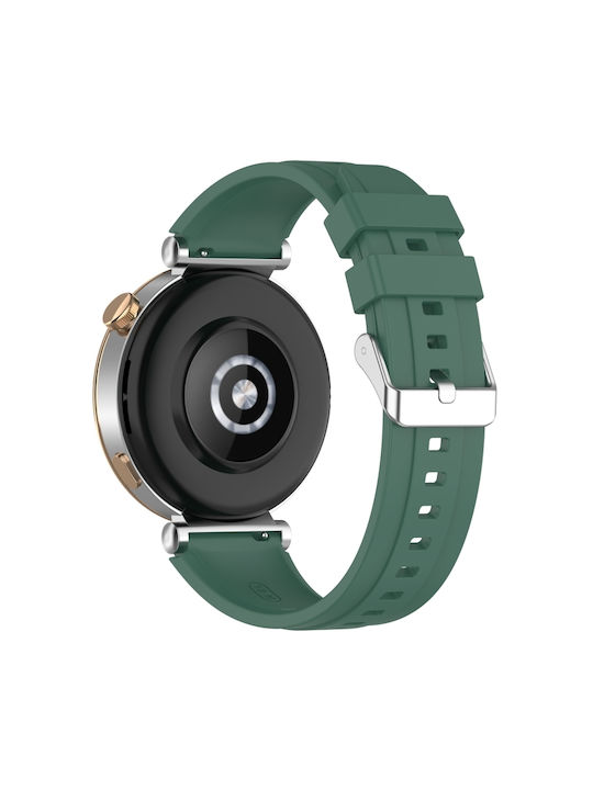 Huawei Watch Gt4 41mm Official Steps Style Silver Buckle Silicone Watch Band Dark Green Huawei Watch Gt4 41mm Official Steps Style Silver Buckle Silicone Watch Band Dark Green