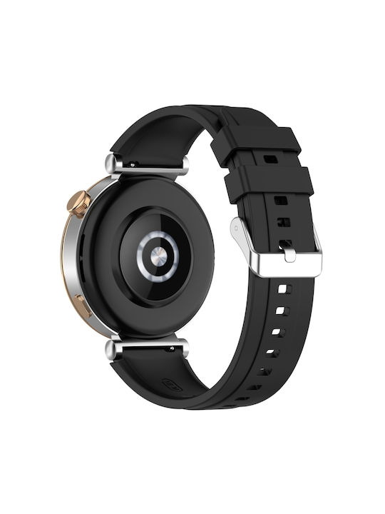 Huawei Watch Gt4 41mm Official Steps Style Silver Buckle Silicone Watch Band Black Huawei Watch Gt4 41mm Official Steps Style Silver Buckle Silicone Watch Band Black