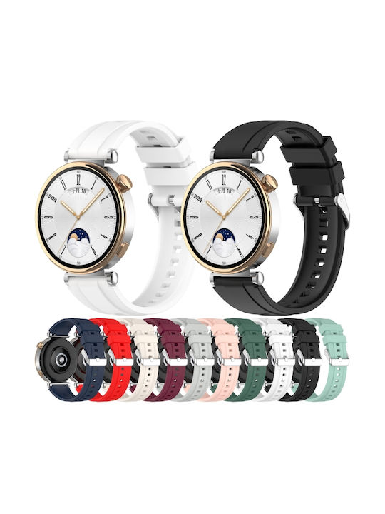 Huawei Watch Gt4 41mm Official Steps Style Silver Buckle Silicone Watch Band Dark Green