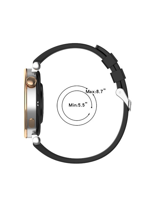 Huawei Watch Gt4 41mm Official Steps Style Silver Buckle Silicone Watch Band Black
