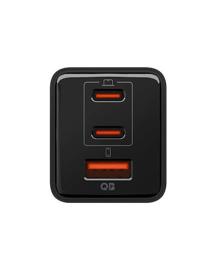Spigen Ladegerät ohne Kabel GaN mit USB-A Anschluss und 2 USB-C Anschlüsse 47W Stromlieferung Schwarzs (Essential)