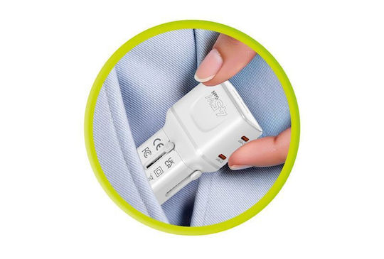 Mobile Origin Charger Without Cable GaN with 2 USB-C Ports 45W Power Delivery Whites (PW26)