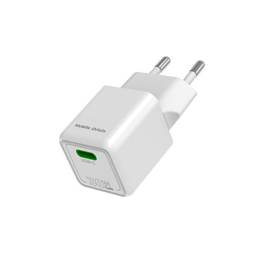 Mobile Origin Φορτιστής Χωρίς Καλώδιο GaN με Θύρα USB-C 30W Power Delivery Λευκός (PW23)