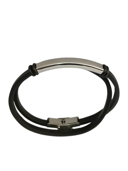 Kalliopi Silver Ανδρικό Βραχιόλι από Δέρμα 21cm