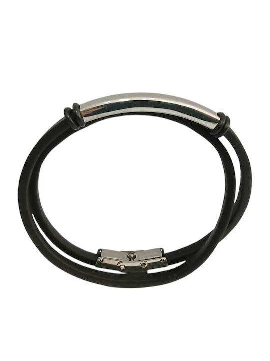 Kalliopi Silver Ανδρικό Βραχιόλι από Δέρμα 21cm