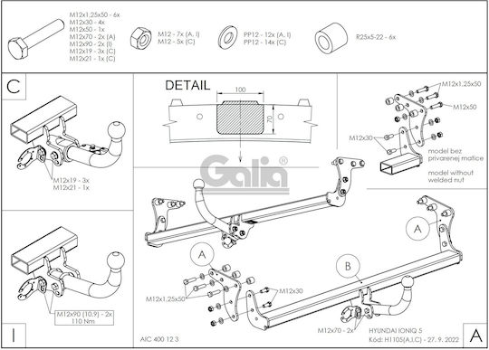 Șuruburi cârlig de remorcare Hyundai Ioniq 5 2021