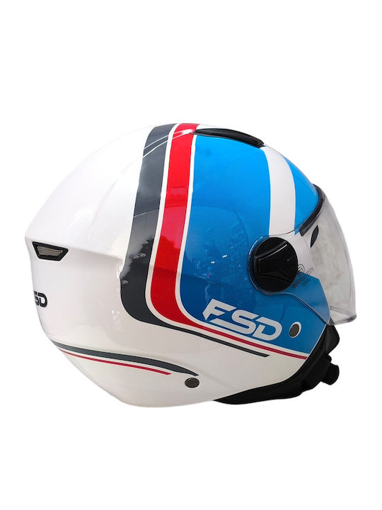 Faseed 700-721 White/Red/Blue Motorcycle Helmet Jet ECE 22.05