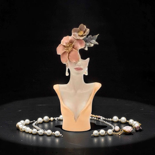 Estheti Decorative Sculpture Woman Flower Peach 15.5×7.5x33cm 819-01194