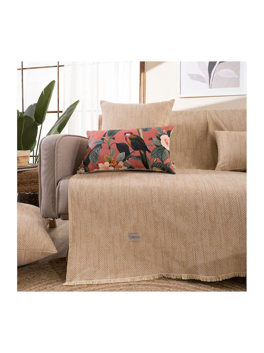 Teoran Rieti Ριχτάρι Τετραθέσιου Καναπέ Chenille 180x350εκ. Μπεζ