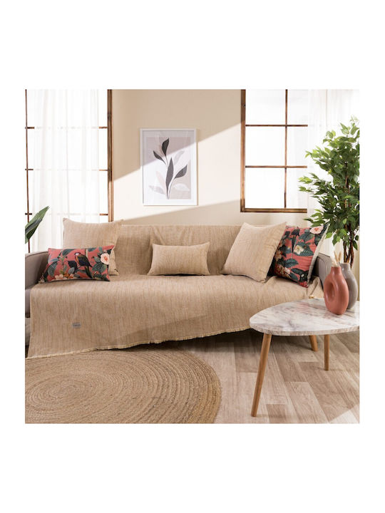 Teoran Rieti Ριχτάρι Τετραθέσιου Καναπέ Chenille 180x350εκ. Μπεζ