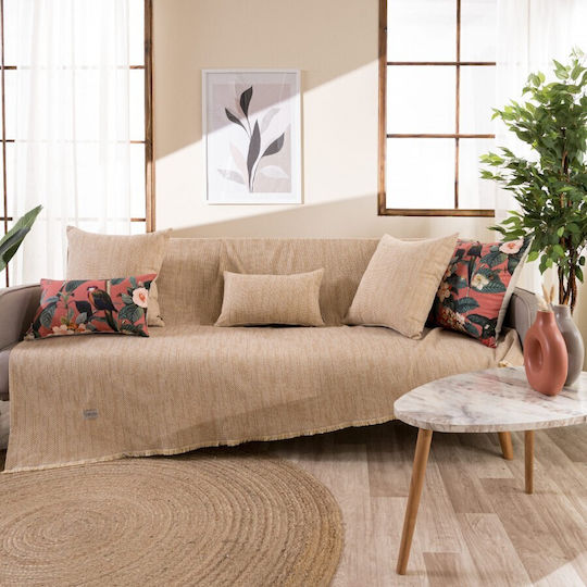Teoran Rieti Armchair Throw Chenille 180x150cm Beige