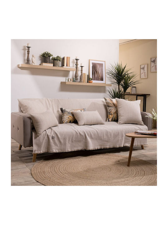 Teoran Rieti Ριχτάρι Τριθέσιου Καναπέ Chenille 180x300εκ. Μπεζ