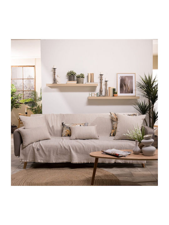 Teoran Rieti Ριχτάρι Τριθέσιου Καναπέ Chenille 180x300εκ. Μπεζ