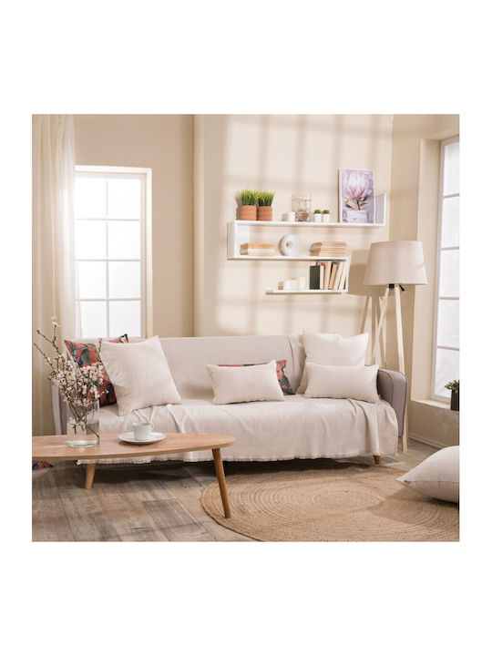 Teoran Rieti Ριχτάρι Διθέσιου Καναπέ Chenille 180x250εκ. Λευκό