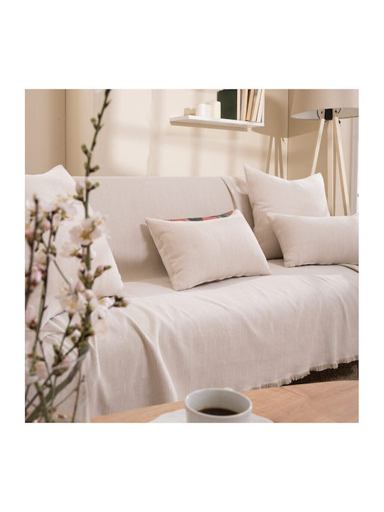 Teoran Rieti Ριχτάρι Διθέσιου Καναπέ Chenille 180x250εκ. Λευκό