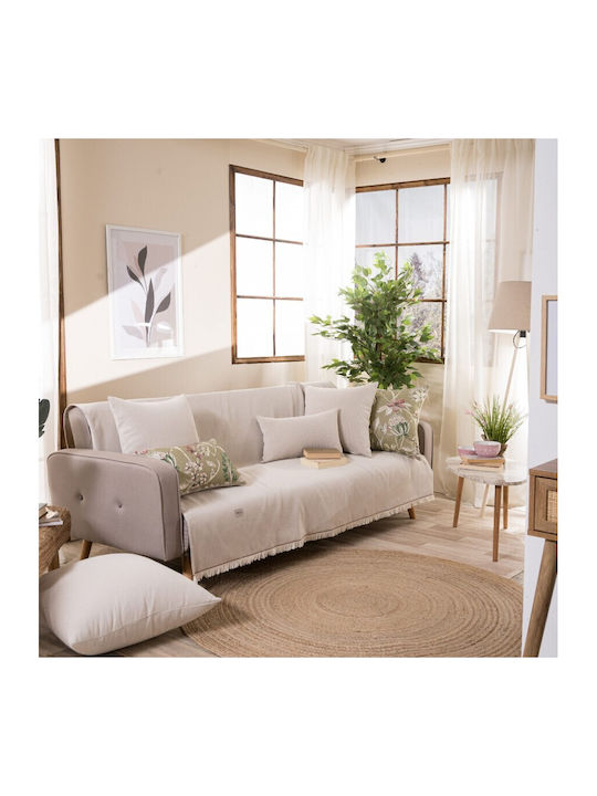 Teoran Bari Three-Seater Sofa Throw Chenille 180x300cm Beige