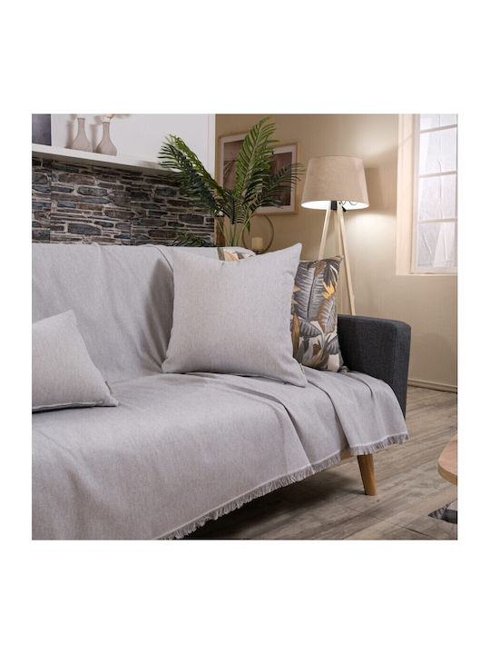 Teoran Bari Viersitzer-Sofa Überwurf Chenille 180x350cm Grau