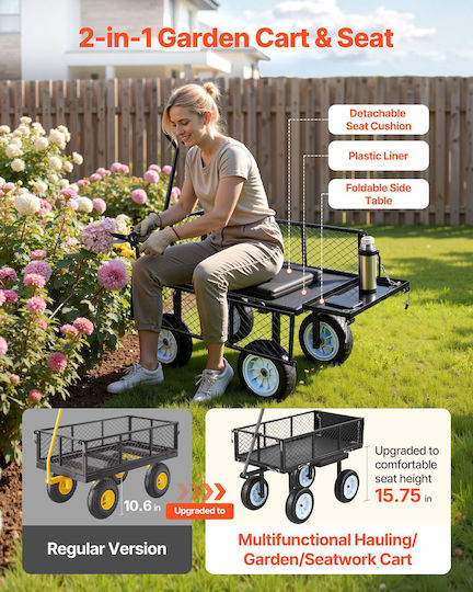 Plastic Garden Cart with Maximum Load Capacity 226kg