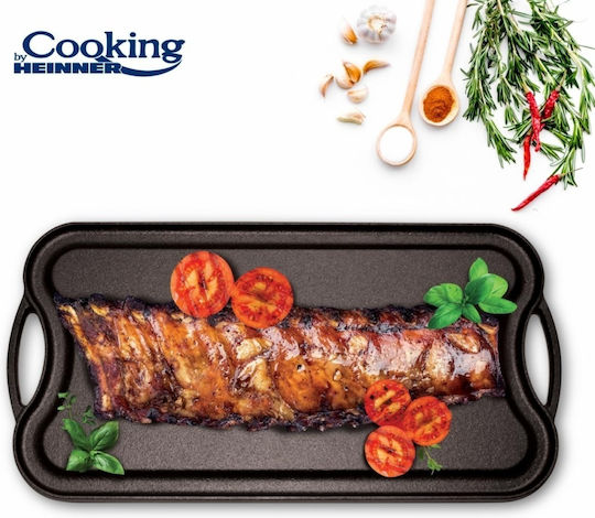 Grill Pan Griddle Made Pure Cast Iron 51x26x2.5cm Heinner Dcn65357