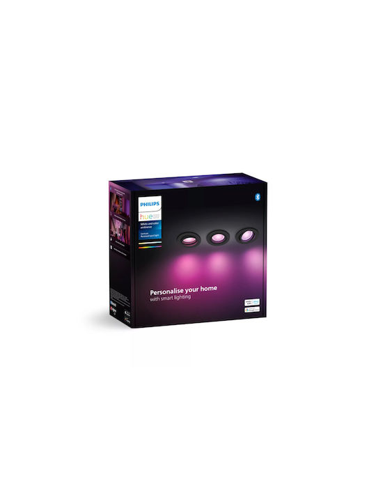 Philips Centura Spot Rotund De Tavan Cu LED Încorporat RGB Negru 9x9cm 3 Buc
