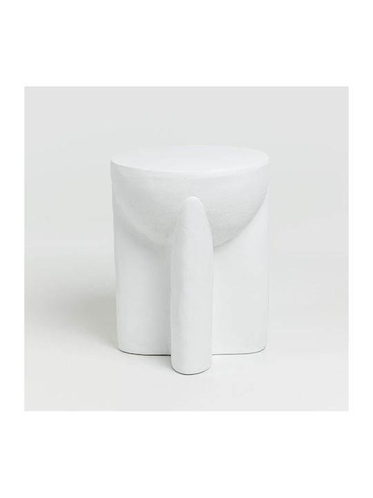Round Side Table Lithos Handle White 36.5x36.5x46.5 cm