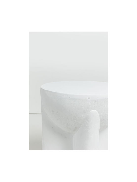 Round Side Table Lithos Handle White 36.5x36.5x46.5 cm