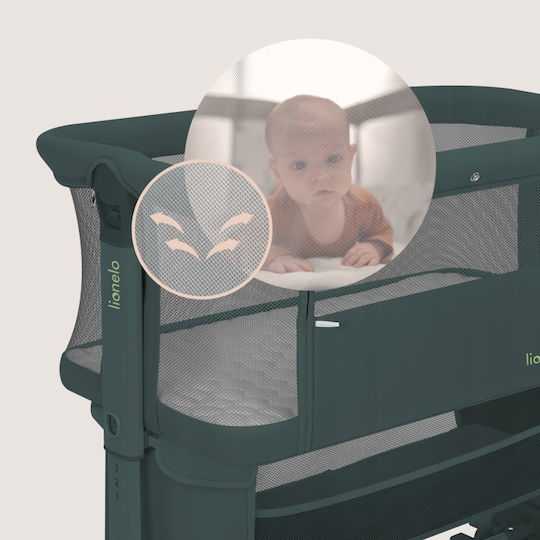 Lionelo Cradle with Mattress Side Opening and Wheels Green