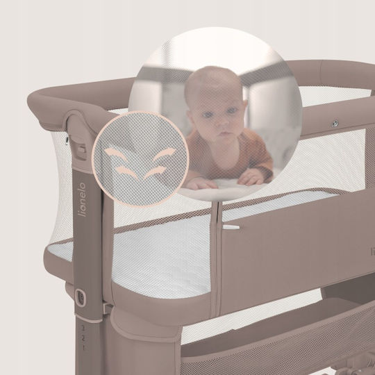 Lionelo Cradle with Mattress Side Opening and Wheels Beige