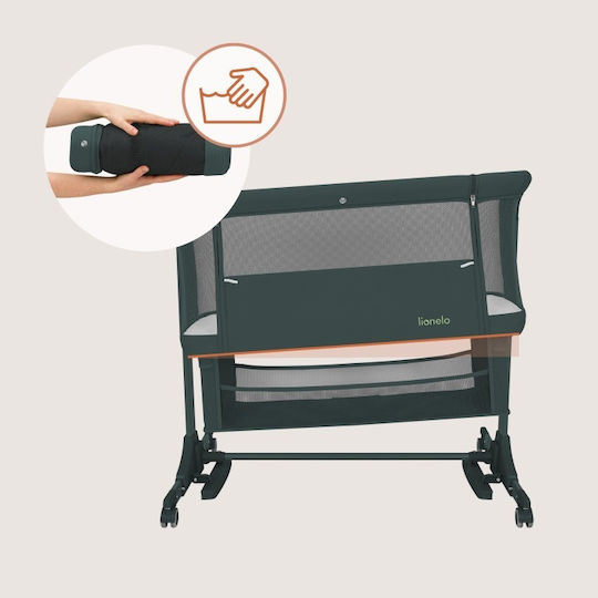 Lionelo Cradle with Mattress Side Opening and Wheels Green
