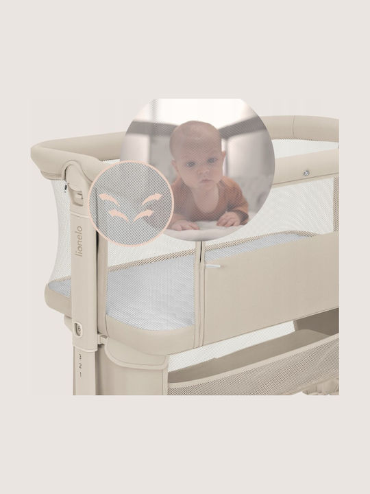 Lionelo Cradle with Mattress Side Opening and Wheels Beige