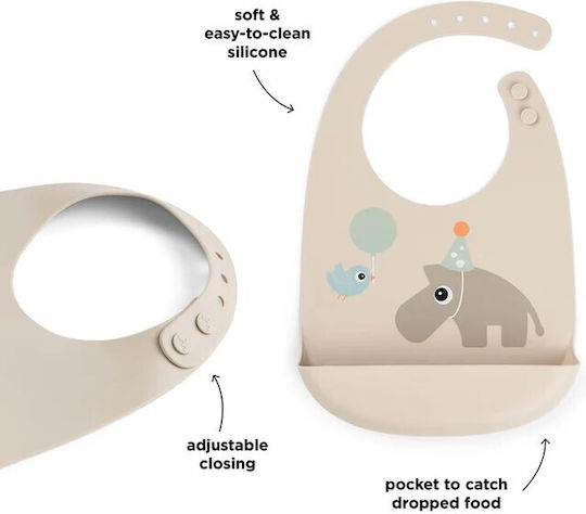 Done by Deer Waterproof Silicone Baby Bib with Pocket Beige