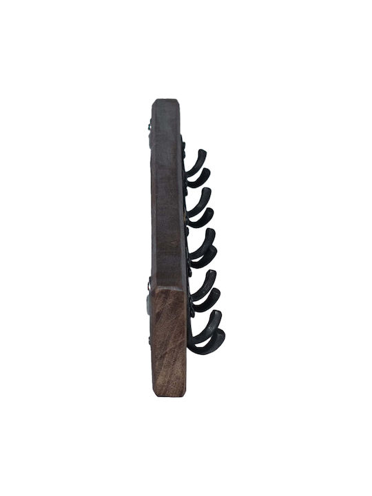 vidaXL Wooden Wall Hanger 10 Hooks Brown 60x8x7cm 4 Pieces