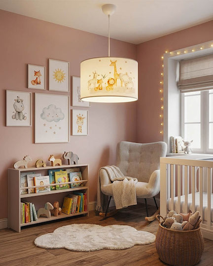 Heronia Einfaches Kinderzimmer-Deckenleuchte Kette aus Kunststoff mit E27-Fassung Weiß 30x100cm
