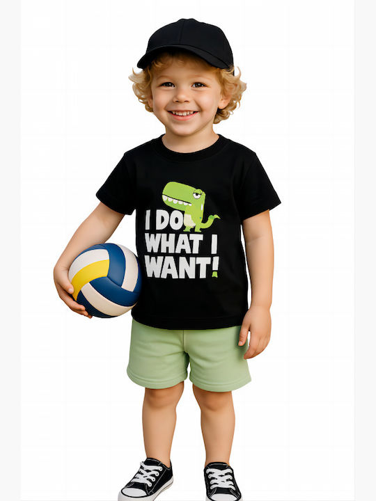 Serafino Kids Set with Shorts Summer 2 Pieces Green/Black