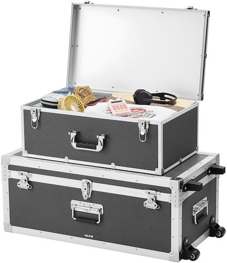 Vevor Metal Storage Box with Wheels and Lid Grey 2 Pieces