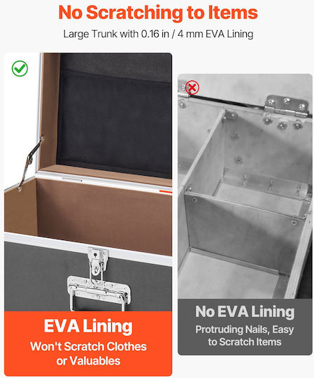 Vevor Metal Storage Box with Wheels and Lid Grey 2 Pieces
