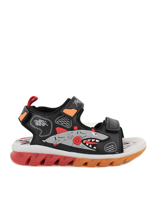 Kids' Sandals with Hoop & Loop Closure and Lights Black