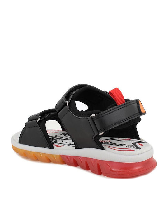 Kids' Sandals with Hoop & Loop Closure and Lights Black