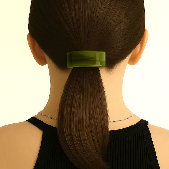 Elastic Casual Pentru Păr Curbat Moale Perlizat Verde Sober Sleeve