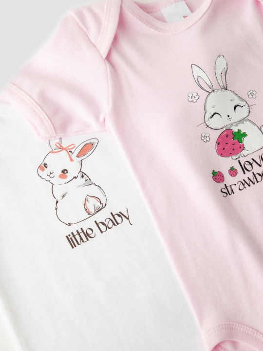 Minerva Love Strawberries Set Bodysuits Pink 2pcs